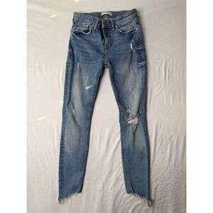 Zara Woman Premium Denim Collection Distressed‎ Skinny Jeans Women's US 2